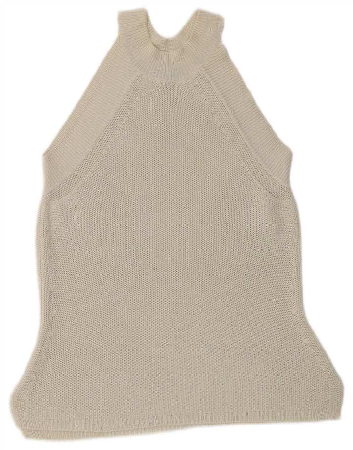 Top feminino de malha Massimo Dutti UK 10 pequeno off white