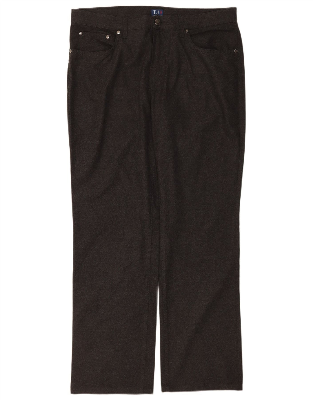 Trussardi Calça masculina reta casual W34 L30 poliéster cinza