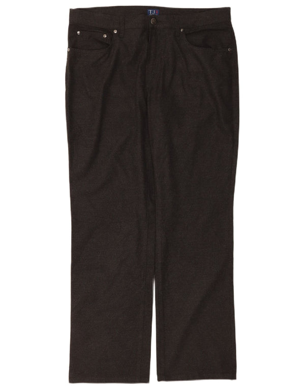 Trussardi Calça masculina reta casual W34 L30 poliéster cinza