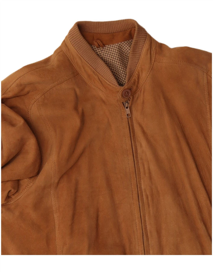 Jaqueta bomber masculina vintage de camurça UK 38 marrom médio