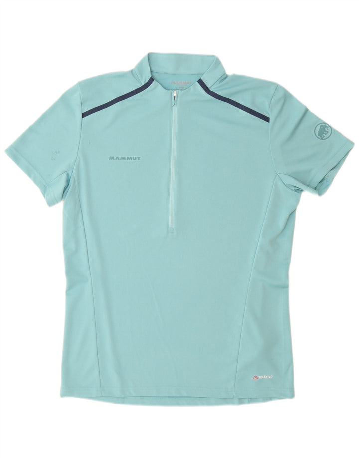 Camiseta masculina Mammut Polartec com zíper e gola alta poliéster azul
