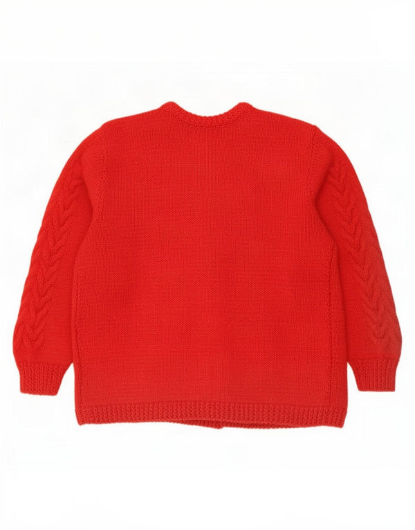 Suéter Cardigan Feminino Vintage Reino Unido 16 Grande Vermelho