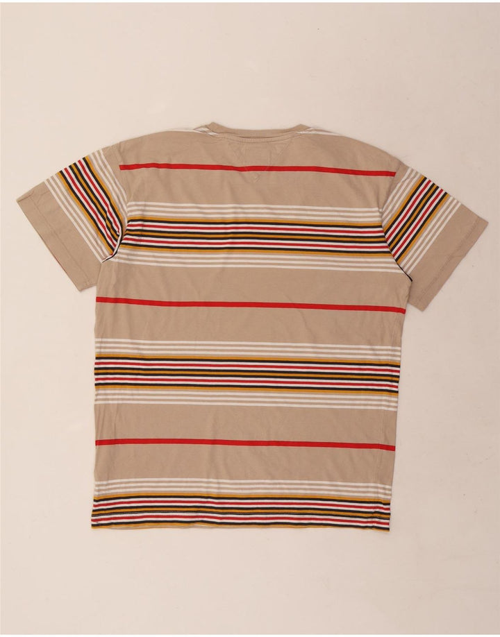 Camiseta masculina Tommy Hilfiger Top médio bege listrado algodão