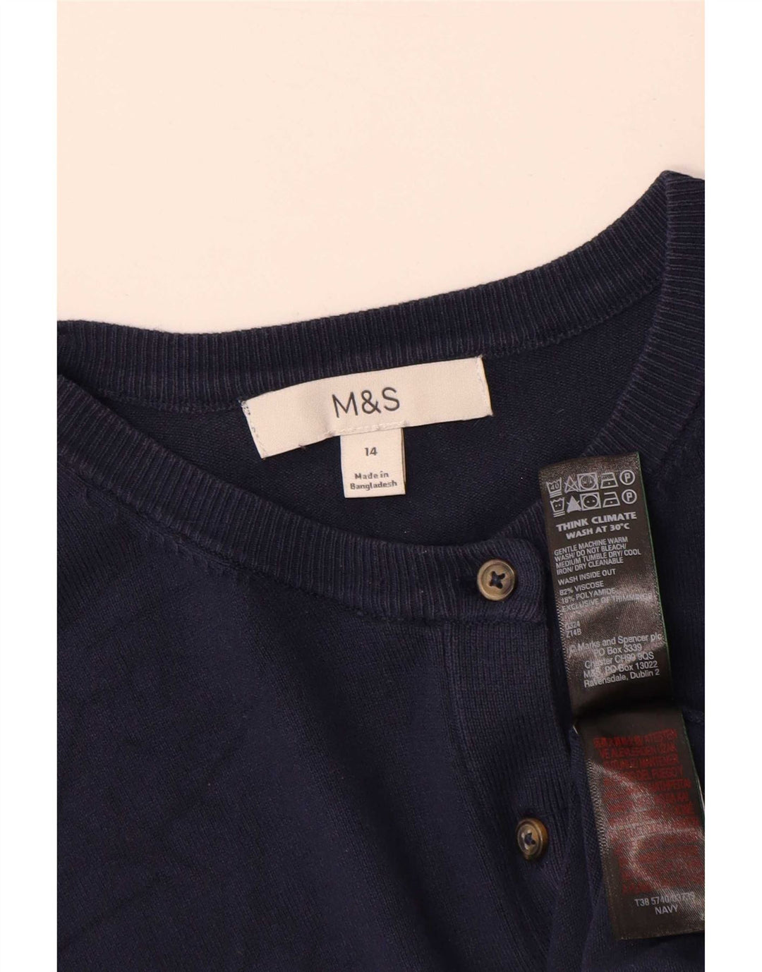 Suéter cardigã feminino Marks & Spencer UK 14 viscose azul marinho médio