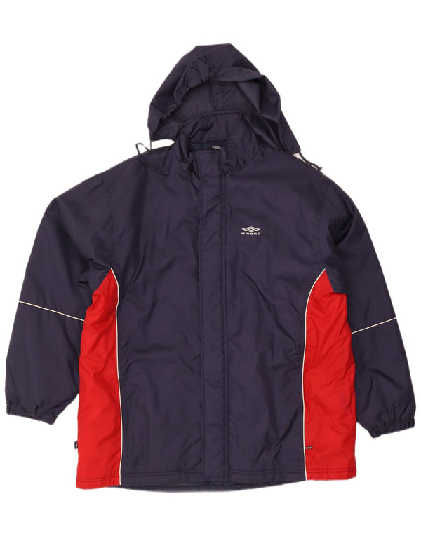 Casaco corta-vento masculino Umbro com capuz UK 42 XL Azul marinho Colourblock Nylon