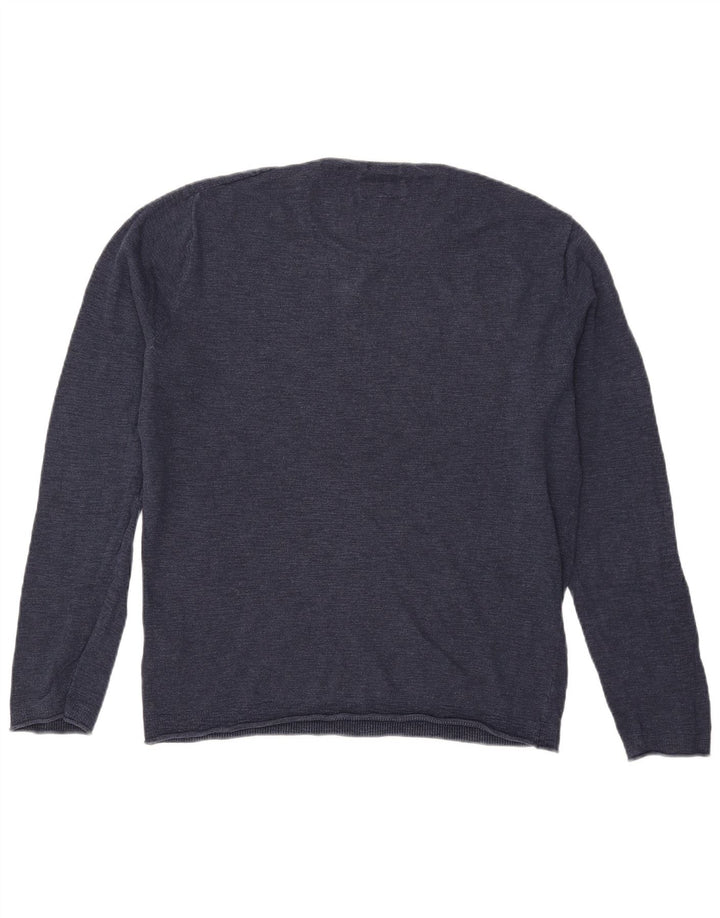 Suéter masculino Tommy Hilfiger com gola redonda, algodão azul marinho médio