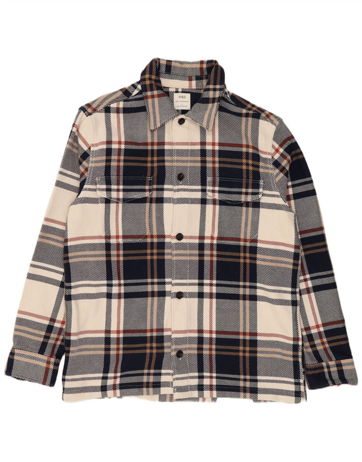 Camisa masculina de flanela Marks & Spencer grande xadrez multicolorida