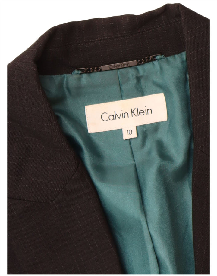 Jaqueta Blazer Feminina Calvin Klein Reino Unido 10 Pequeno Poliéster Xadrez Preto