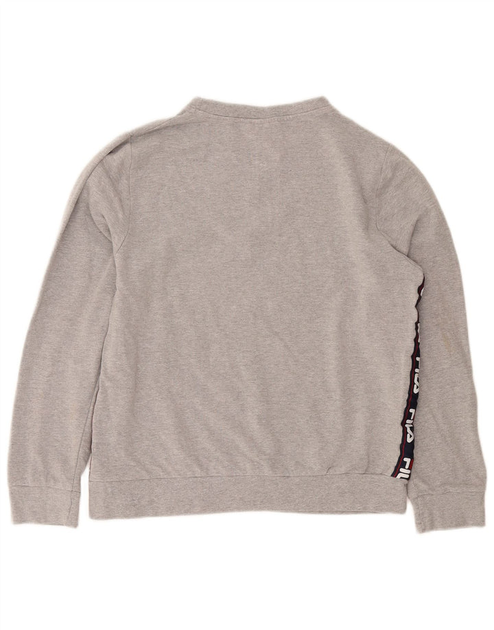 Fila moletom gráfico feminino jumper UK 16 grande algodão cinza
