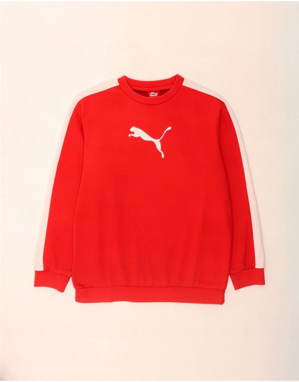 Puma Meninos Graphic Sweatshirt Jumper 15-16 Anos Vermelho Colorblock Algodão