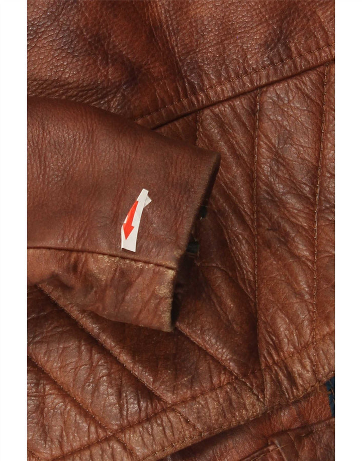 Jaqueta masculina de couro para motociclista Easyriders Reino Unido 36 pequena marrom