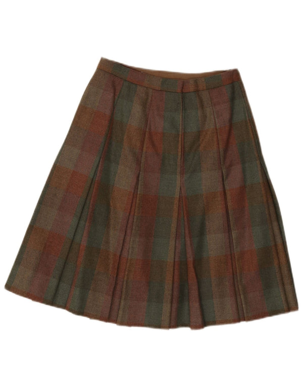 Saia feminina vintage plissada linha A W25 XS verde xadrez