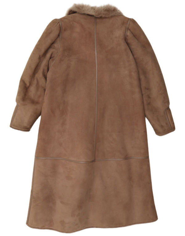 Casaco feminino vintage de shearling IT 42 marrom médio