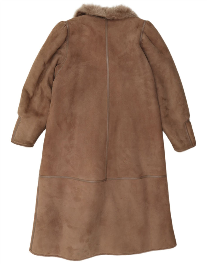 Casaco feminino vintage de shearling IT 42 marrom médio