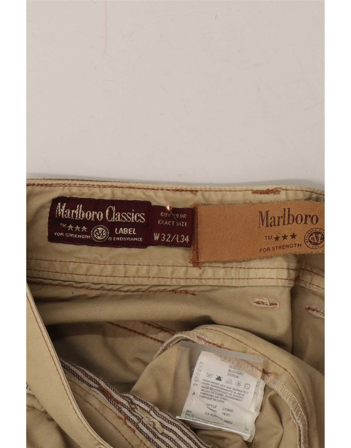 Calça cargo reta masculina Marlboro Classics W32 L34 algodão cáqui