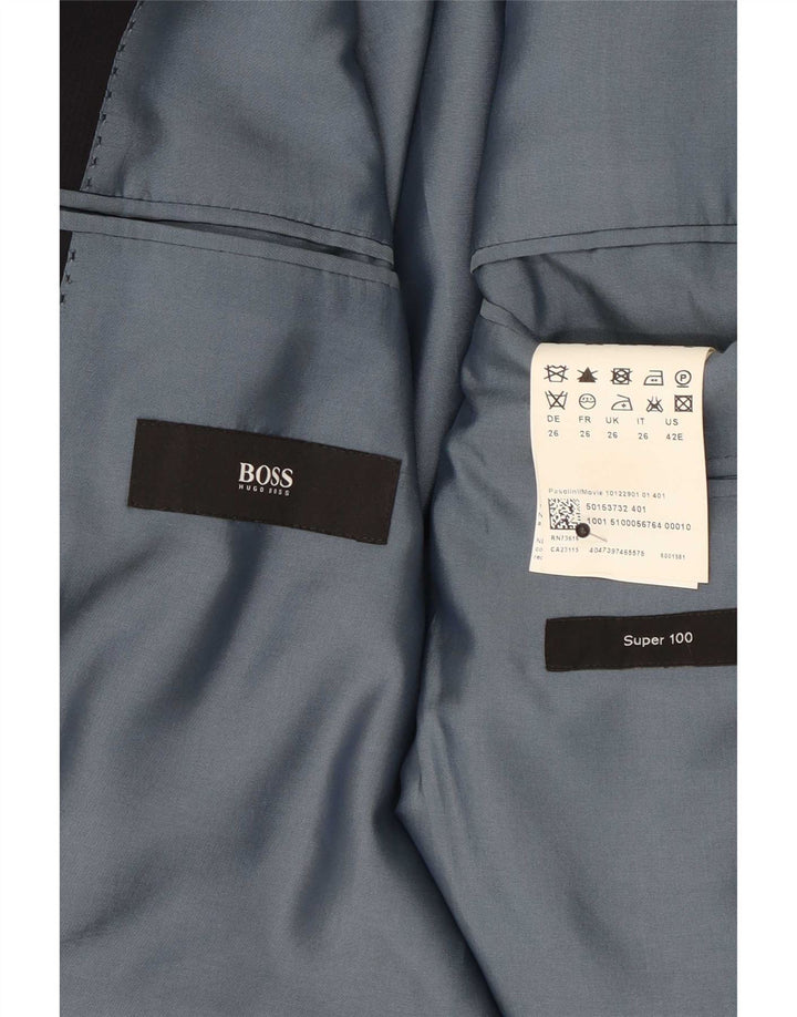 Jaqueta Blazer Masculina Hugo Boss com 2 Botões US 42 XL Lã Cinza