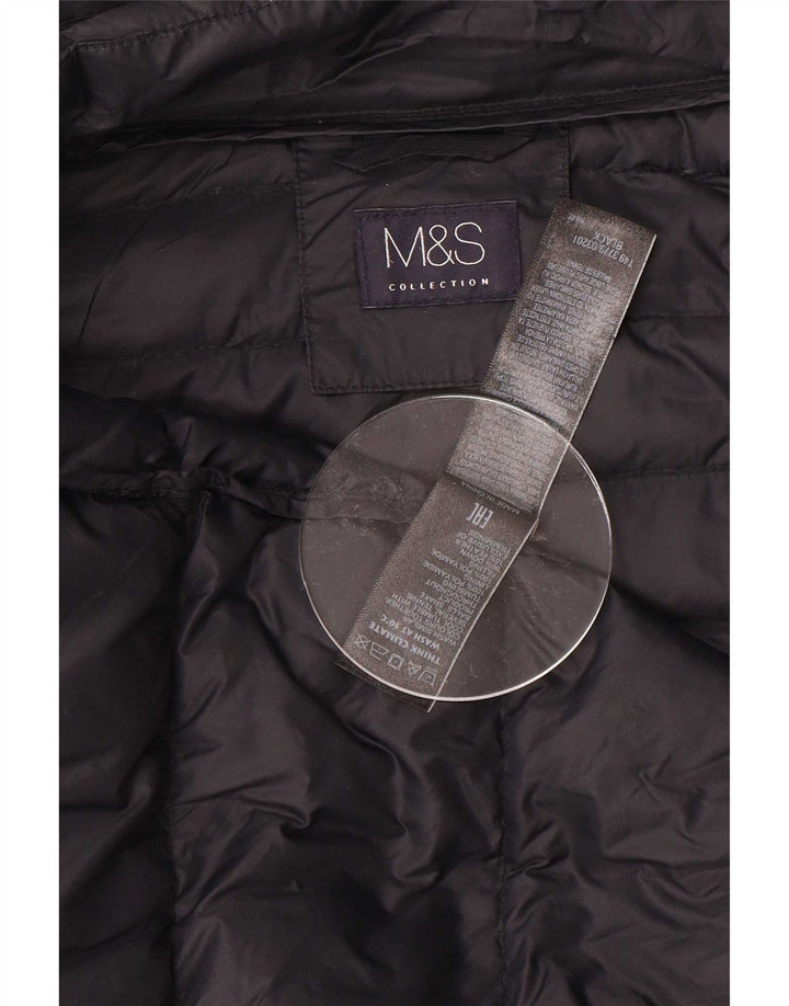 Casaco acolchoado com capuz feminino Marks & Spencer UK 12 médio preto poliamida