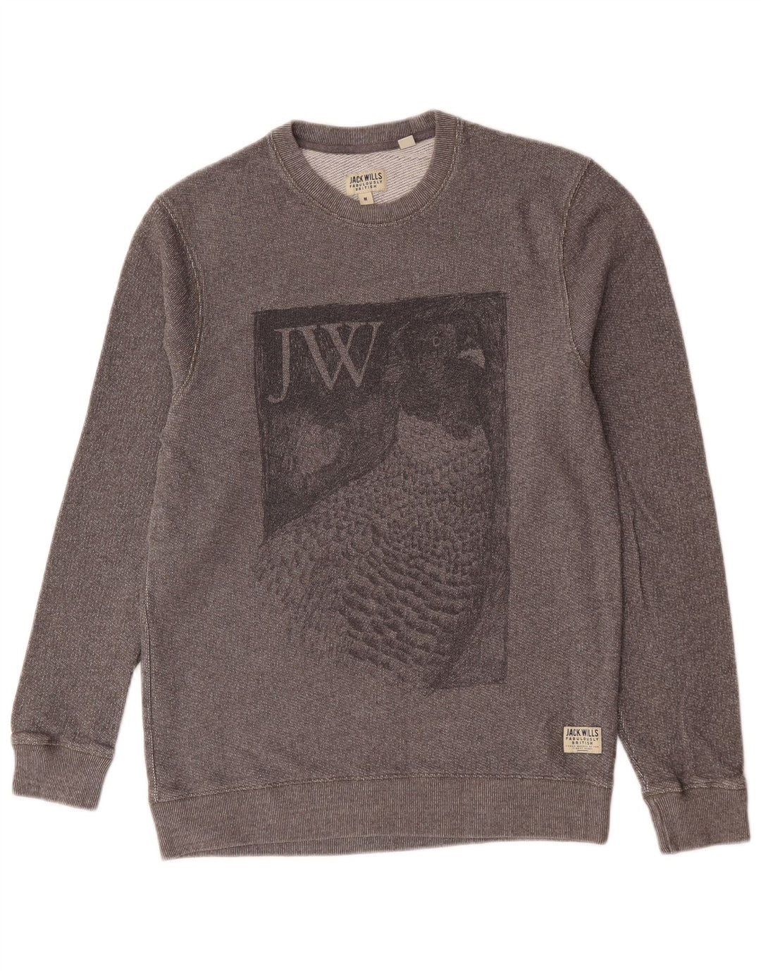 Jack Wills moletom gráfico masculino jumper médio algodão cinza