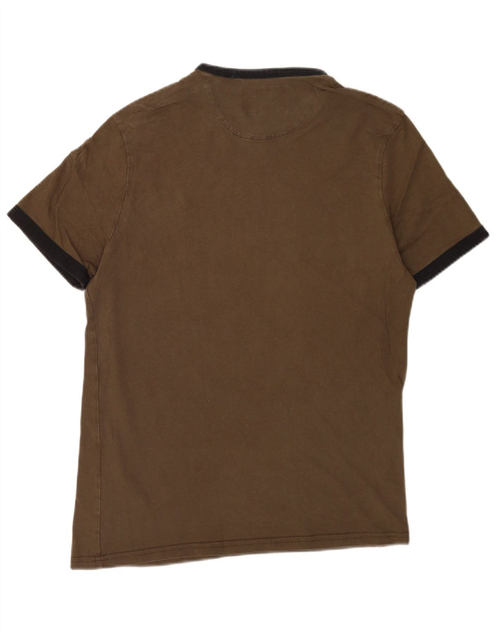 Camiseta masculina Lyle & Scott de algodão cáqui médio