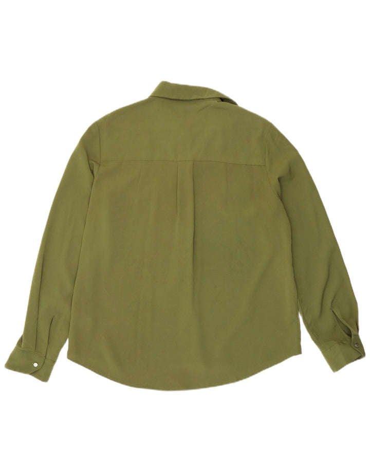 Blusa feminina Topshop UK 10 pequena poliéster cáqui