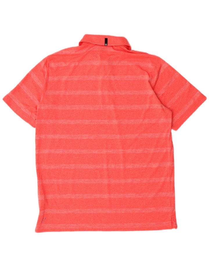 Camisa polo masculina PUMA grande poliéster listrado rosa