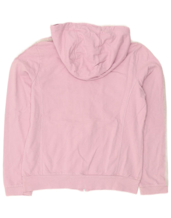 Suéter adidas feminino com capuz e zíper UK 14 médio algodão rosa