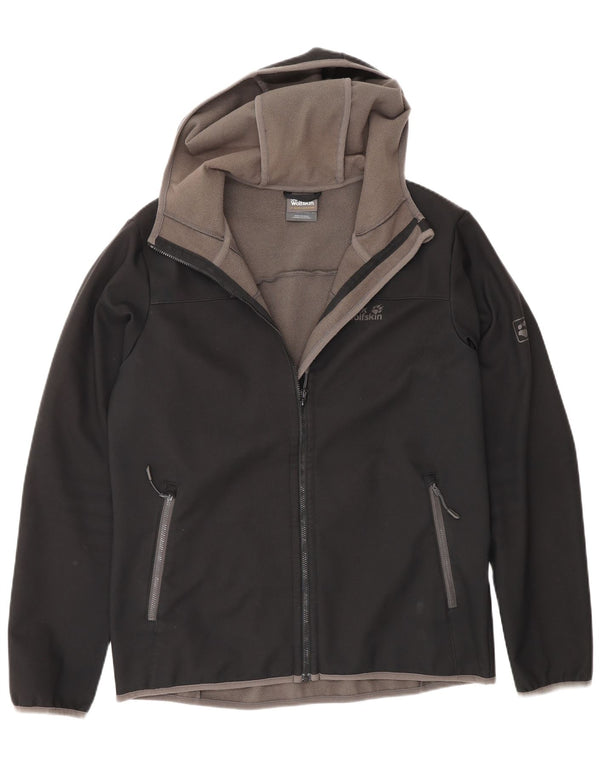 Jaqueta corta-vento masculina Jack Wolfskin com capuz Reino Unido 36/38 médio preto esportivo