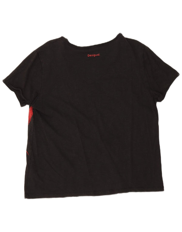 Camiseta feminina Desigual Rolling Stones com estampa gráfica UK 18 XL algodão preto