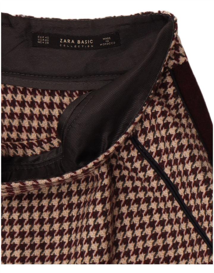 Mini saia feminina Zara XS W24 Borgonha Houndstooth
