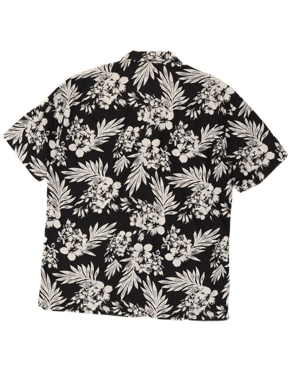 Camisa masculina de manga curta Jack & Jones grande algodão floral preto