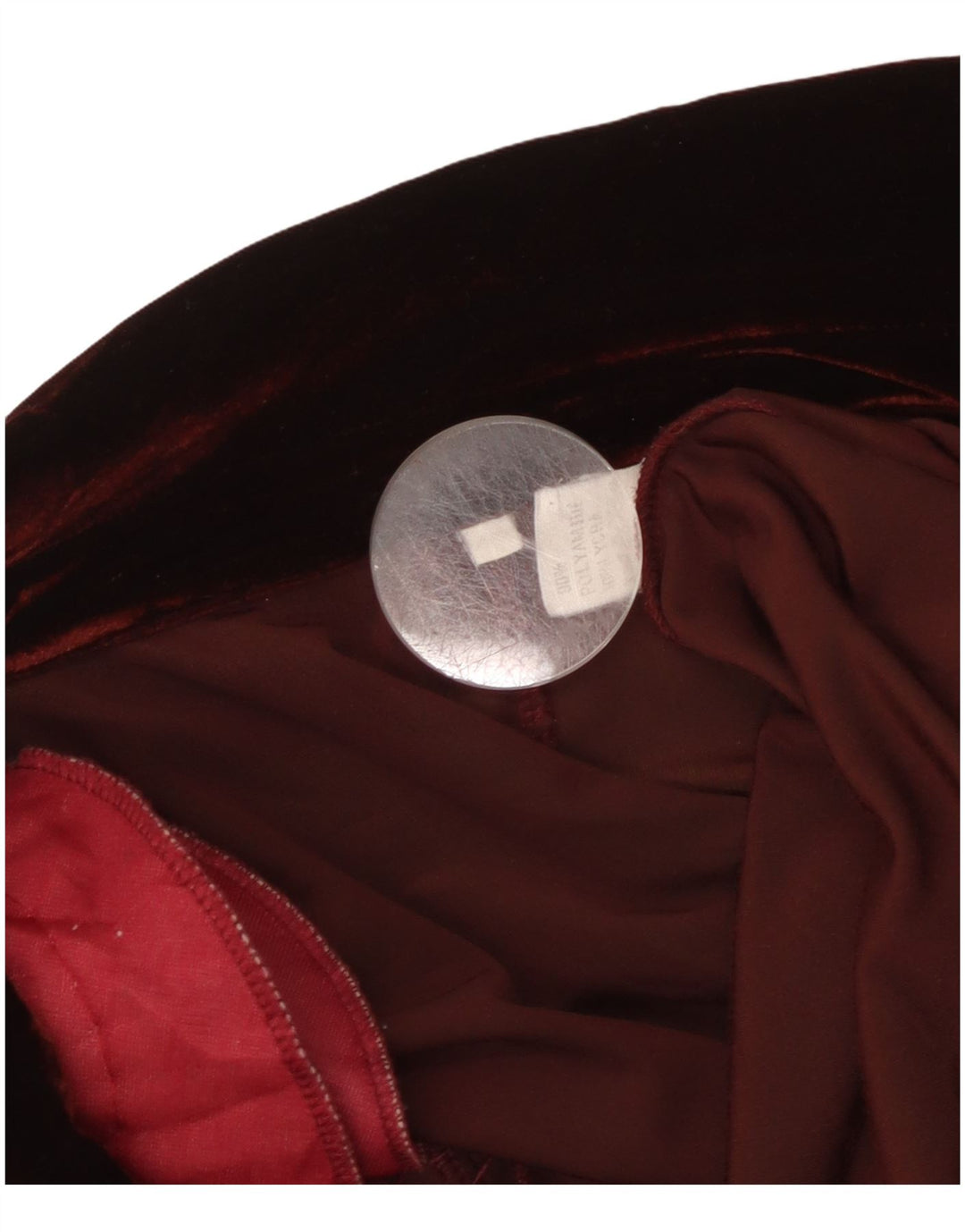 Jaqueta blazer feminina vintage de veludo com 3 botões Reino Unido 10 pequena Borgonha