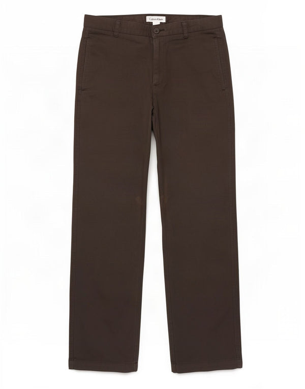 Calça chino reta masculina Calvin Klein W32 L32 algodão cinza