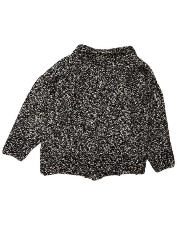 Suéter cardigã feminino Blarney Reino Unido 14 grande lã preta manchada