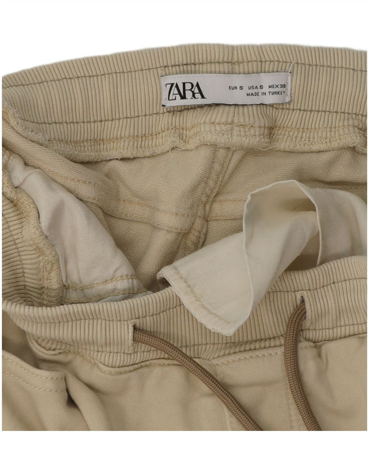 Zara Mens Cargo Shorts Pequeno W30 Algodão Bege
