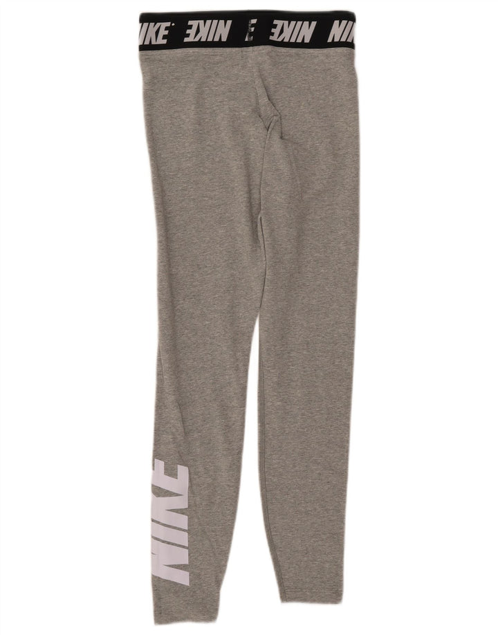 Leggings NIKE feminino gráfico UK 8 pequeno cinza algodão