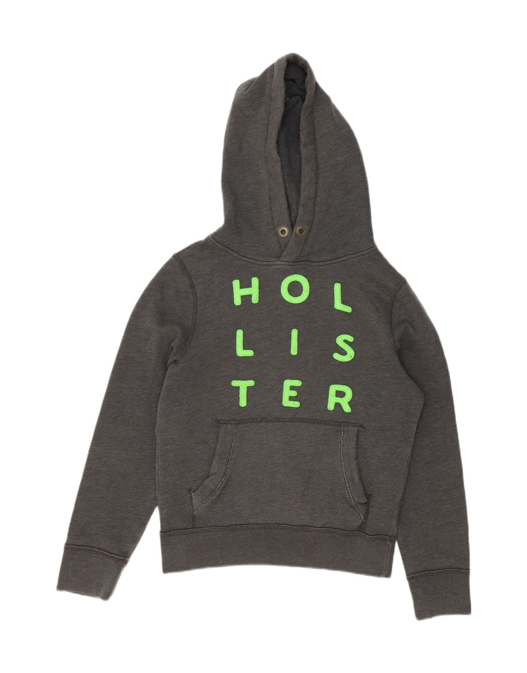 Suéter masculino com capuz gráfico HOLLISTER pequeno algodão cinza