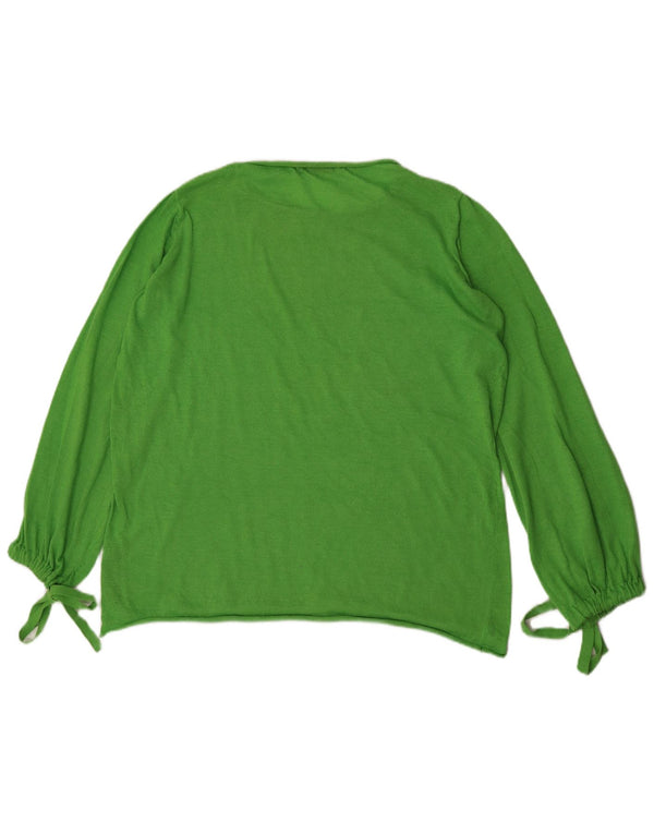 Zara Womens Oversized Top Manga Longa UK 10 Poliéster Verde Pequeno