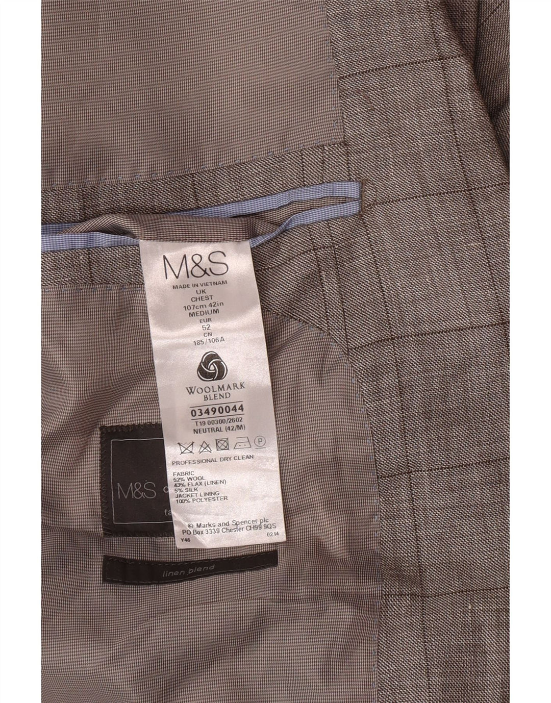 Jaqueta Blazer Masculina Marks & Spencer Tailored Fit Reino Unido 42 Grande Cinza Xadrez