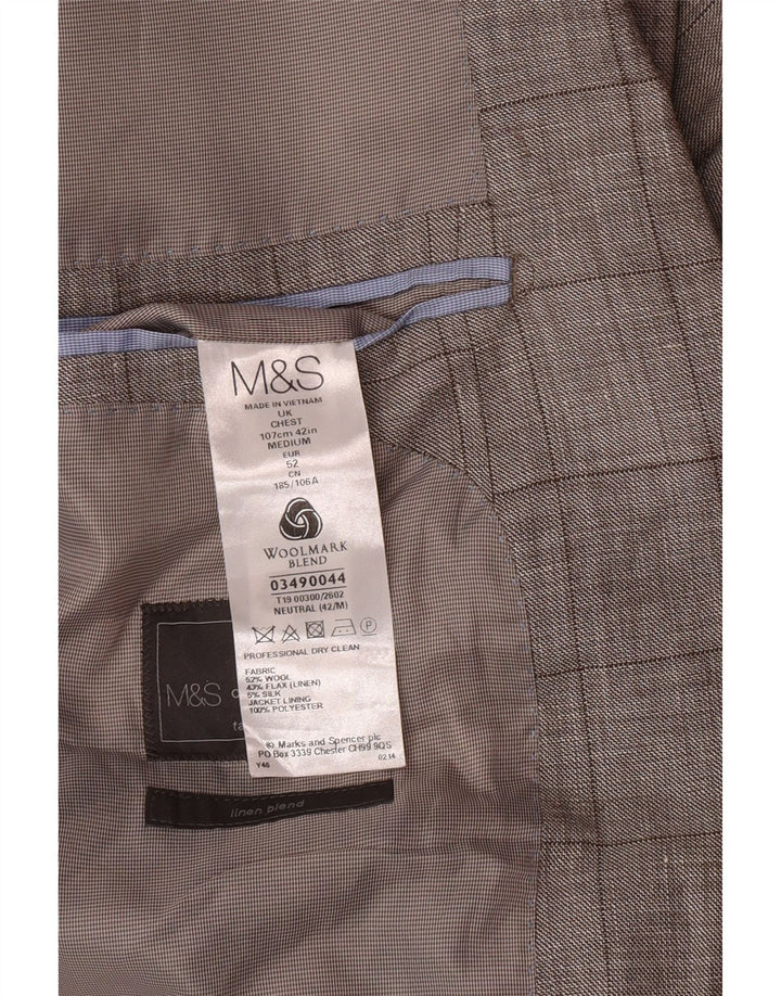 Jaqueta Blazer Masculina Marks & Spencer Tailored Fit Reino Unido 42 Grande Cinza Xadrez
