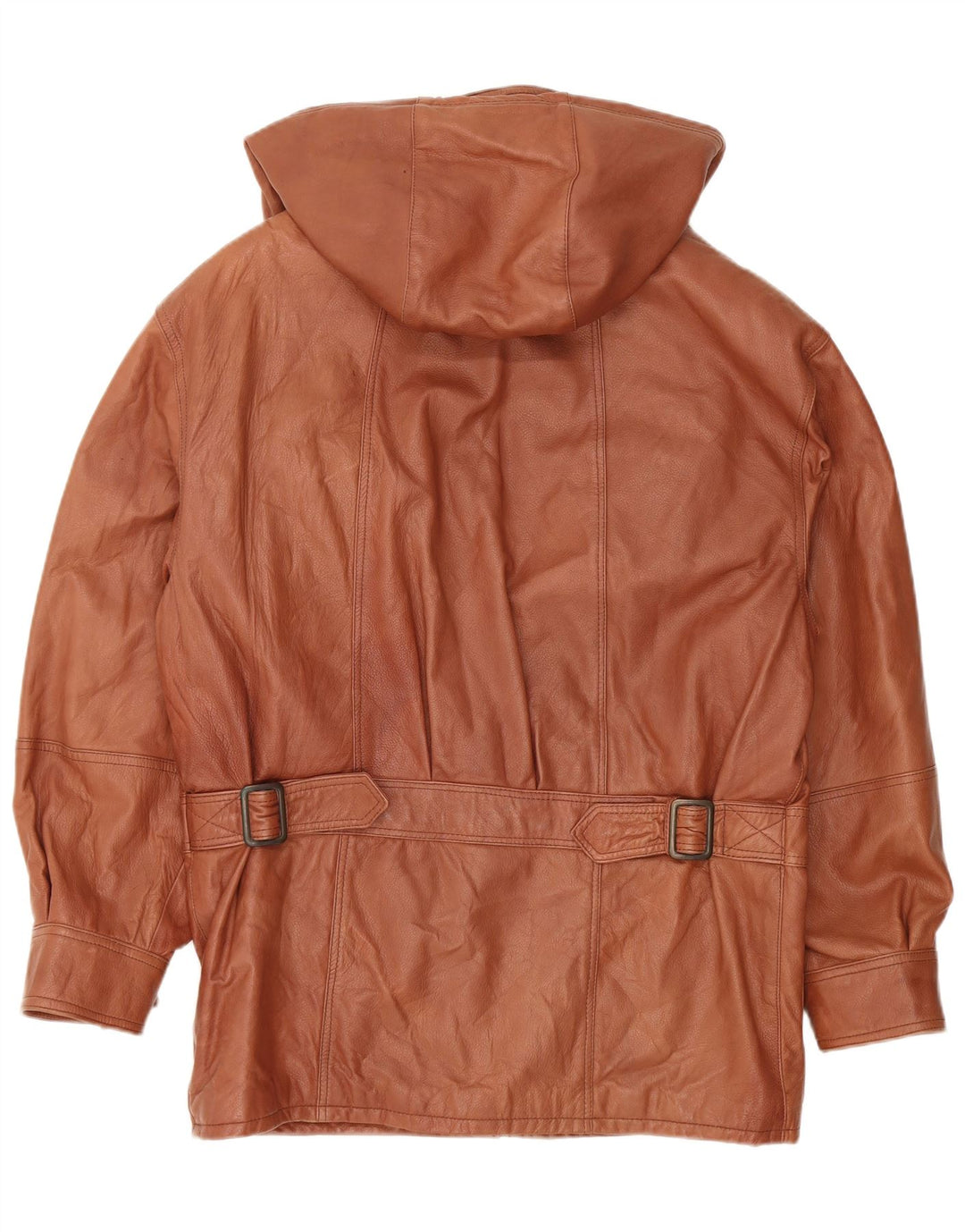 Casaco masculino de couro com capuz VINTAGE IT 48 couro marrom médio