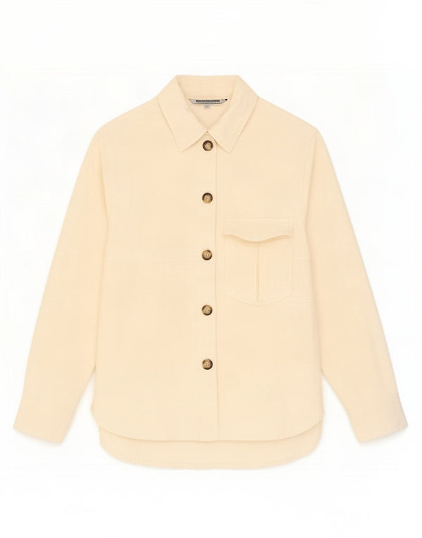 Zara Womens Shirt UK 10 Small Beige Cotton