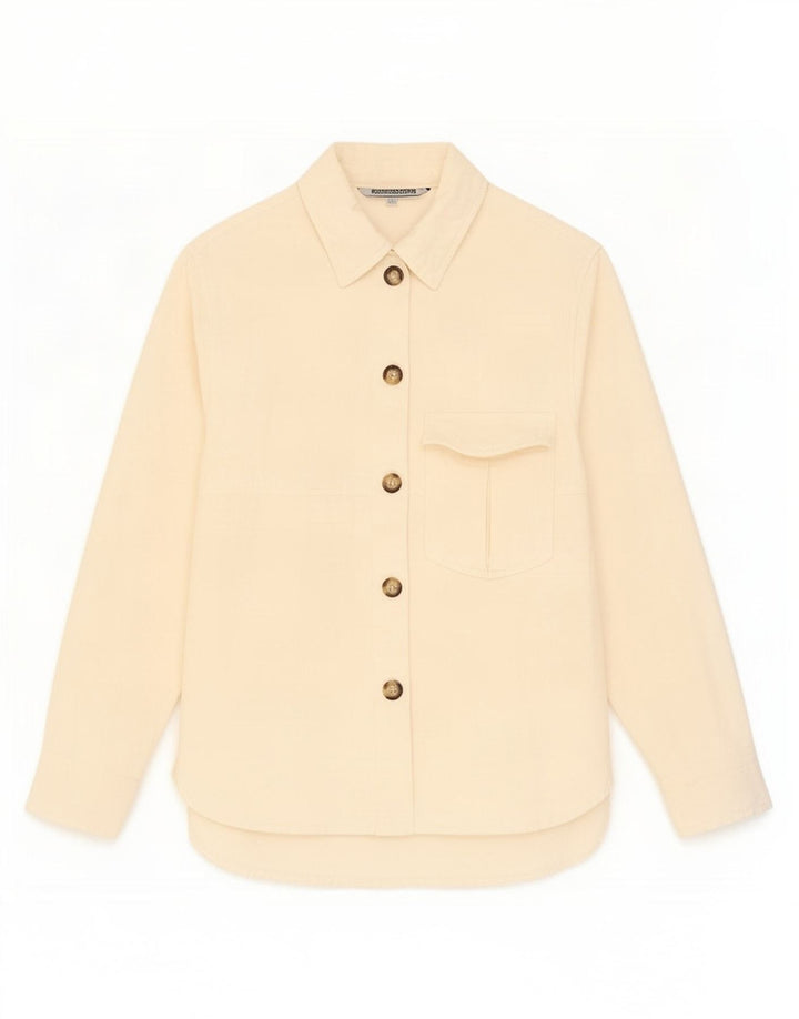 Camisa feminina Zara Reino Unido 10 pequeno algodão bege