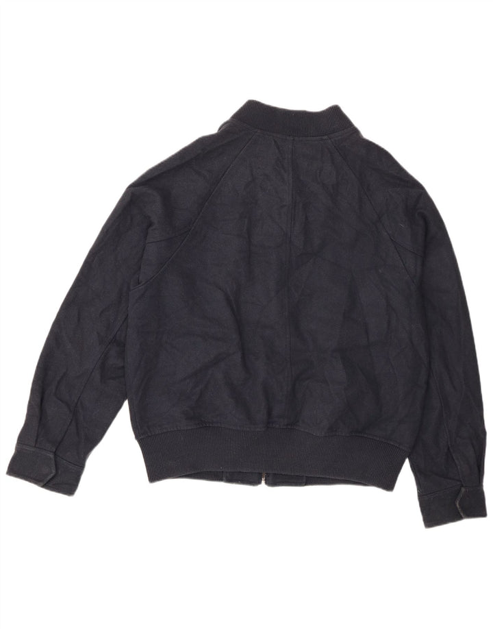 Jaqueta bomber masculina Zara Loose Fit Reino Unido 36 pequena lã azul marinho