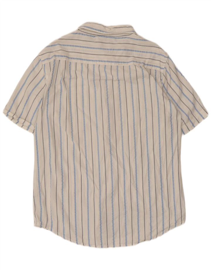 Fila Camisa masculina de manga curta grande listra branca