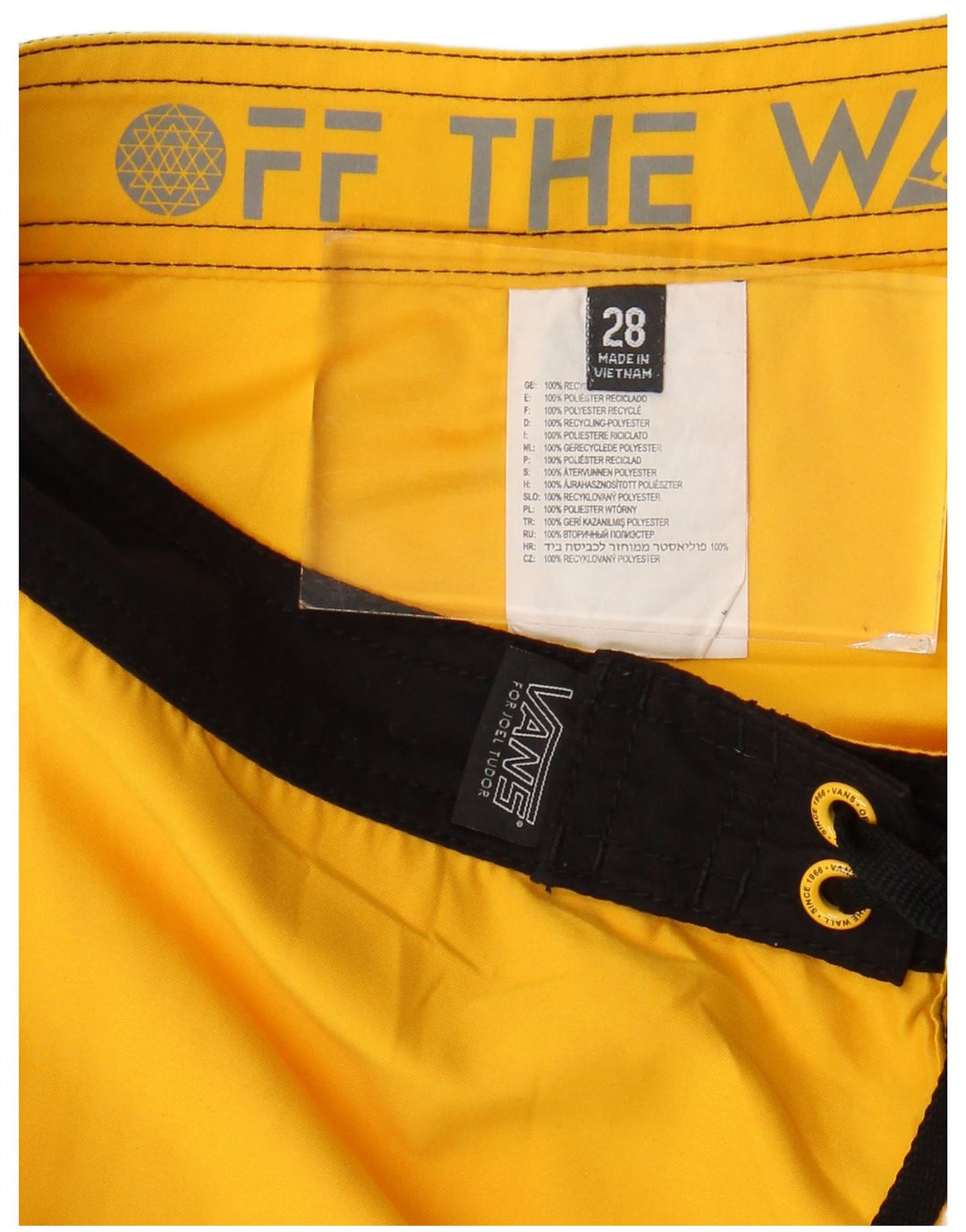 Shorts de natação masculino Vans pequeno amarelo colorblock poliéster