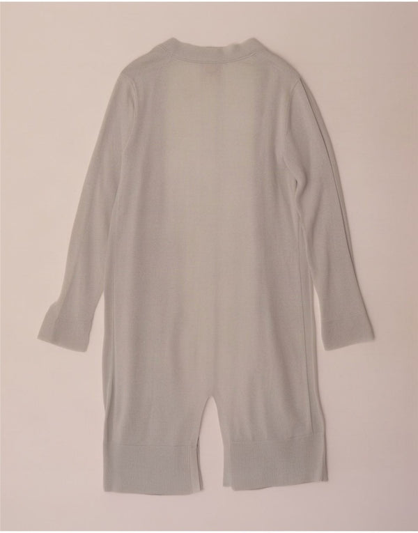 White Stuff Suéter feminino com palangre aberto e cardigã UK 12 viscose cinza médio