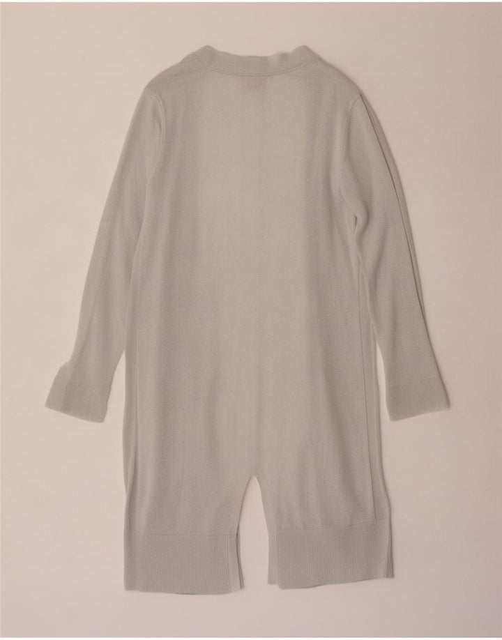 White Stuff Suéter feminino com palangre aberto e cardigã UK 12 viscose cinza médio