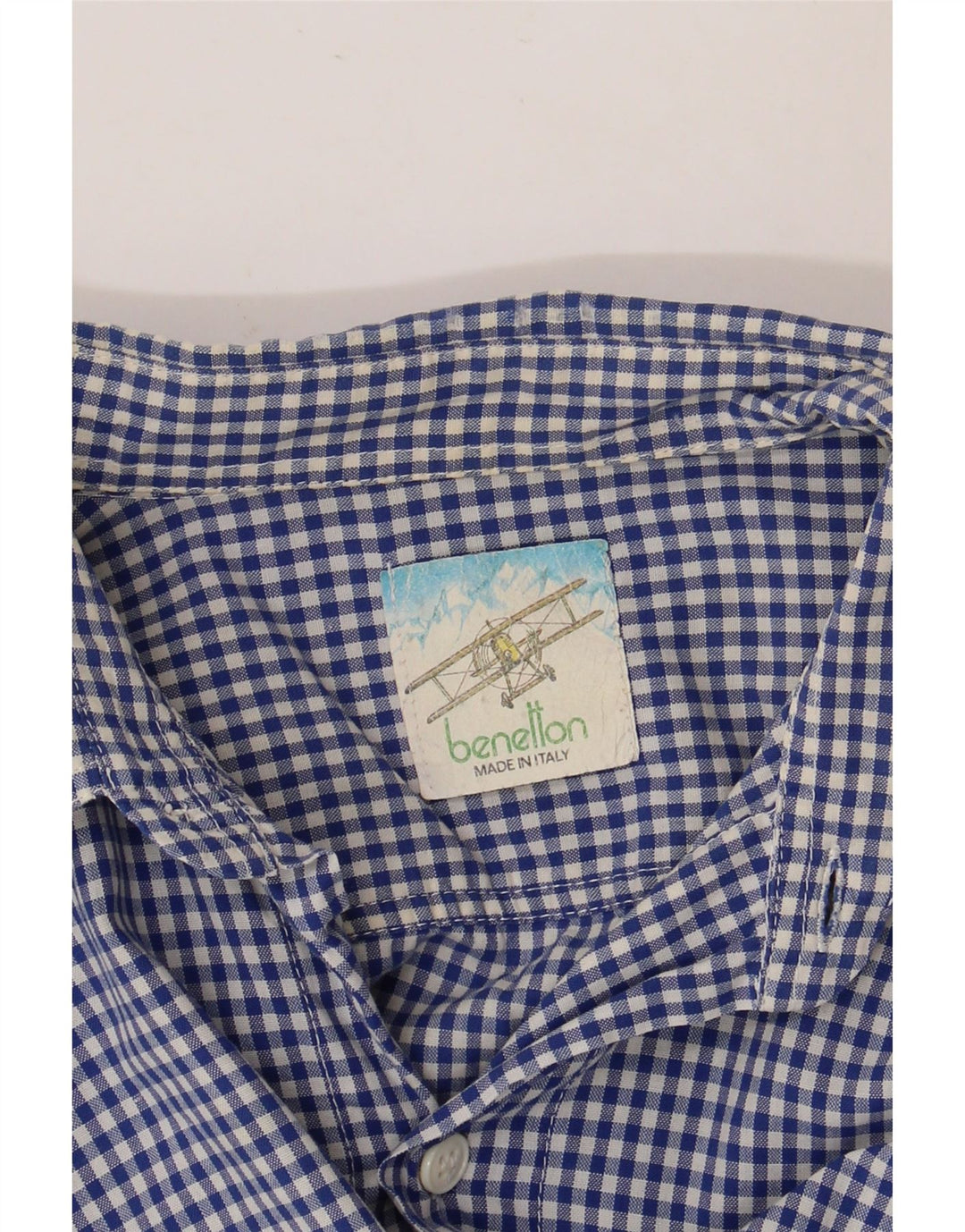 Camisa masculina de manga curta BENETTON XL azul guingão
