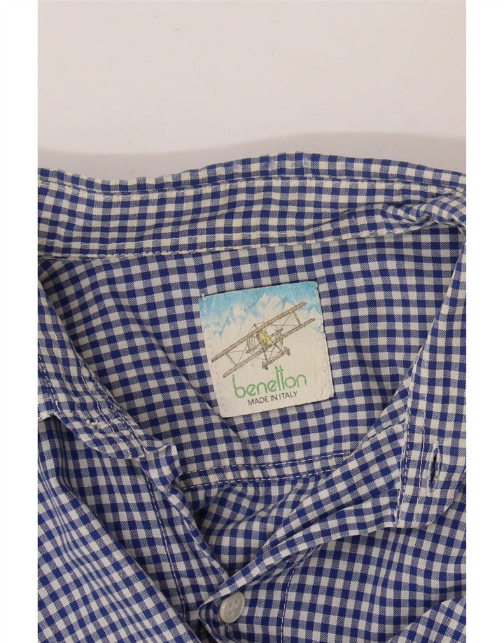 Camisa masculina de manga curta BENETTON XL azul guingão