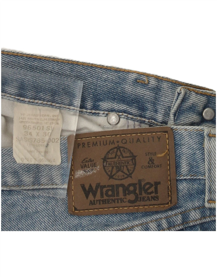 Wrangler Mens Straight Jeans W34 L30 Azul Algodão